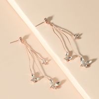 1 Pair Simple Style Butterfly Alloy Inlay Artificial Crystal Women's Drop Earrings sku image 3