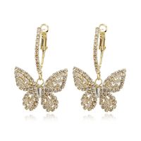 1 Pair Lady Butterfly Metal Inlay Rhinestones Zircon Women's Drop Earrings main image 1