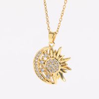 Simple Style Moon Copper Inlay Zircon 14k Gold Plated Necklace main image 9
