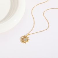 Simple Style Moon Copper Inlay Zircon 14k Gold Plated Necklace main image 6