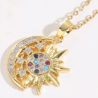 Simple Style Moon Copper Inlay Zircon 14k Gold Plated Necklace sku image 1