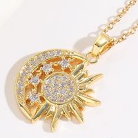 Simple Style Moon Copper Inlay Zircon 14k Gold Plated Necklace sku image 2