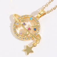 Simple Style Moon Copper Inlay Zircon 14k Gold Plated Necklace sku image 3