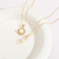 Simple Style Sunflower Copper Plating Inlay Zircon 14k Gold Plated Pendant Necklace main image 3