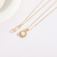Simple Style Sunflower Copper Plating Inlay Zircon 14k Gold Plated Pendant Necklace main image 4