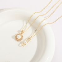 Simple Style Sunflower Copper Plating Inlay Zircon 14k Gold Plated Pendant Necklace main image 2