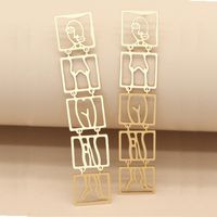 Simple Style Square Solid Color Metal Plating Hollow Out Women's Drop Earrings 1 Pair main image 1