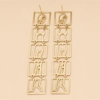 Simple Style Square Solid Color Metal Plating Hollow Out Women's Drop Earrings 1 Pair main image 3