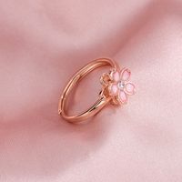Caraini S925 Silver Cherry Blossom Spinning Ring Ring Ins Sweet Flower Ring S925 Sterling Silver Ring For Women sku image 1