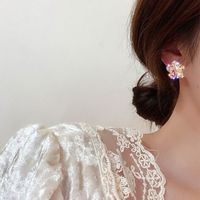 925 Argent Aiguille Style Français Haute Qualité Cerisier Fleur Pétale Diamant Boucles D'oreilles Gracieuse En Ligne Influenceur Personnalisé Fleur Boucles D'oreilles En Gros main image 4