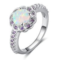 Elegant Geometric Alloy Inlay Rhinestones Opal Women's Rings main image 5