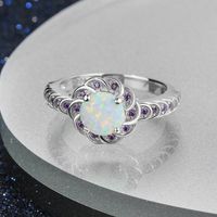 Elegant Geometric Alloy Inlay Rhinestones Opal Women's Rings main image 4