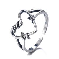 1 Piece Punk Heart Shape Sterling Silver Polishing Open Ring main image 3