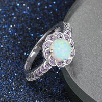 Elegant Geometric Alloy Inlay Rhinestones Opal Women's Rings main image 1