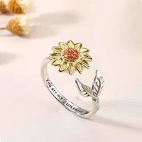 1 Piece Simple Style Sunflower Brass Polishing Rings main image 5