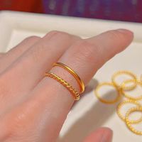 1 Piece Simple Style Solid Color Copper Plating Gold Plated Rings main image 1