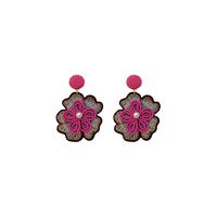 1 Pair Fashion Flower Alloy Cloth Seed Bead Handmade Patchwork Women's Drop Earrings main image 4