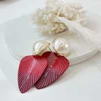 1 Pair Lady Flower Alloy Plating Inlay Artificial Pearls Women's Drop Earrings sku image 1