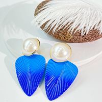 1 Pair Lady Flower Alloy Plating Inlay Artificial Pearls Women's Drop Earrings sku image 7