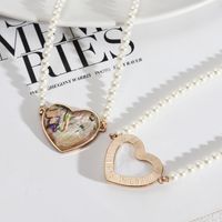 1 Piece Simple Style Heart Shape Beaded Alloy Pearl Inlay Shell Women's Necklace main image 4