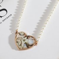 1 Piece Simple Style Heart Shape Beaded Alloy Pearl Inlay Shell Women's Necklace sku image 2