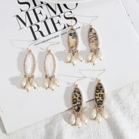 1 Pair Casual Water Droplets Leopard Alloy Pearl Plating Inlay Rhinestones Shell Women's Drop Earrings main image 1