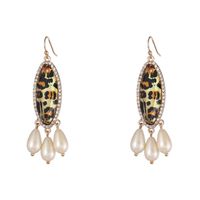 1 Pair Casual Water Droplets Leopard Alloy Pearl Plating Inlay Rhinestones Shell Women's Drop Earrings main image 5