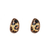 1 Pair Simple Style Oval Leopard Alloy Plating Inlay Shell Women's Ear Studs main image 3