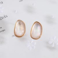 1 Pair Simple Style Oval Leopard Alloy Plating Inlay Shell Women's Ear Studs sku image 1