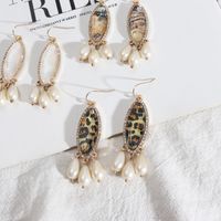1 Pair Casual Water Droplets Leopard Alloy Pearl Plating Inlay Rhinestones Shell Women's Drop Earrings main image 3