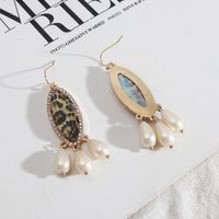1 Pair Casual Water Droplets Leopard Alloy Pearl Plating Inlay Rhinestones Shell Women's Drop Earrings main image 2