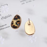 1 Pair Simple Style Oval Leopard Alloy Plating Inlay Shell Women's Ear Studs main image 2