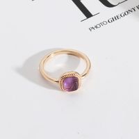 1 Piece Simple Style Square Alloy Plating Inlay Natural Stone Women's Rings sku image 1