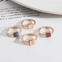 1 Piece Simple Style Square Alloy Plating Inlay Natural Stone Women's Rings main image 1