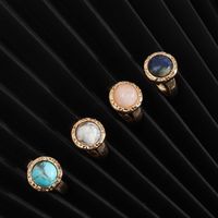 Ethnic Style Round Alloy Inlay Natural Stone Women's Rings main image 3