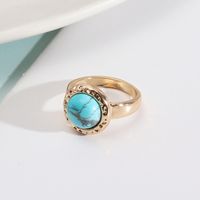 Ethnic Style Round Alloy Inlay Natural Stone Women's Rings sku image 2