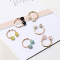 1 Piece Simple Style Geometric Alloy Inlay Natural Stone Turquoise Women's Open Ring main image 1