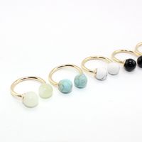 1 Piece Simple Style Geometric Alloy Inlay Natural Stone Turquoise Women's Open Ring main image 6