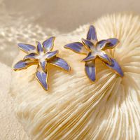 1 Pair Retro Flower Alloy Enamel Women's Ear Studs main image 4