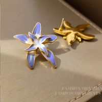 1 Pair Retro Flower Alloy Enamel Women's Ear Studs main image 3