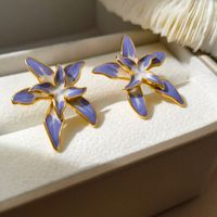 1 Pair Retro Flower Alloy Enamel Women's Ear Studs sku image 1