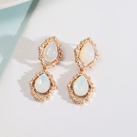1 Pair Vintage Style Water Droplets Alloy Inlay Artificial Pearls Turquoise Opal Women's Drop Earrings sku image 1