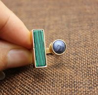 1 Piece Retro Rectangle Alloy Inlay Natural Stone Women's Open Ring main image 4