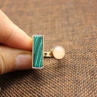1 Piece Retro Rectangle Alloy Inlay Natural Stone Women's Open Ring sku image 1