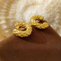 1 Pair Retro C Shape Plating Copper Gold Plated Ear Studs main image 6