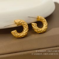1 Pair Retro C Shape Plating Copper Gold Plated Ear Studs main image 1