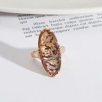 1 Piece Casual Oval Leopard Alloy Plating Inlay Shell Women's Rings sku image 2