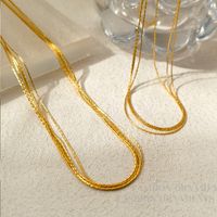 1 Piece Simple Style Solid Color Copper Plating Layered Necklaces main image 4