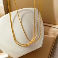 1 Piece Simple Style Solid Color Copper Plating Layered Necklaces main image 2