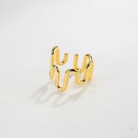 Simple Style Waves Sterling Silver Plating 18k Gold Plated Open Ring sku image 2